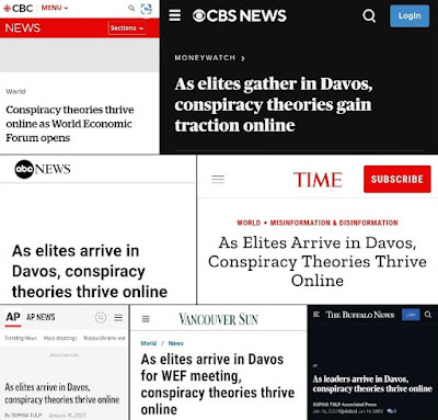 The real irony is that all 7 periodicals posted the exact same story about...wait for it...conspiracy theories!