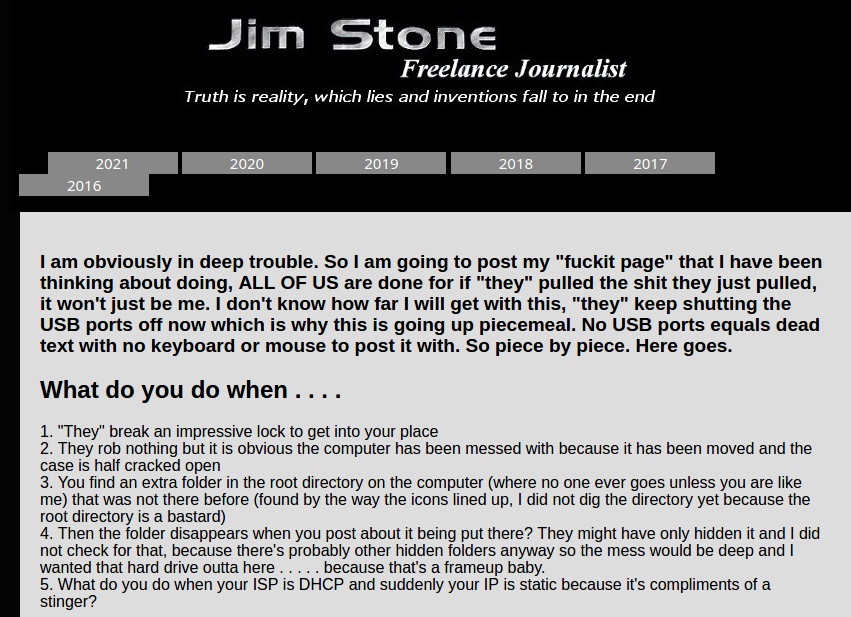 Blog: Jim Stone is obviously in deep trouble...