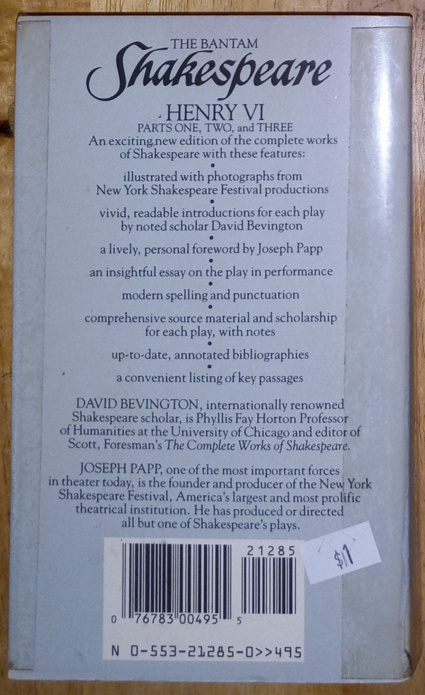 Henry VI Complete by William Shakespeare [back cover]