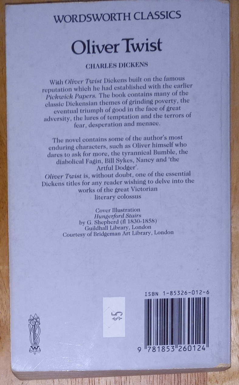 Oliver Twist by Charles Dickens [back cover]