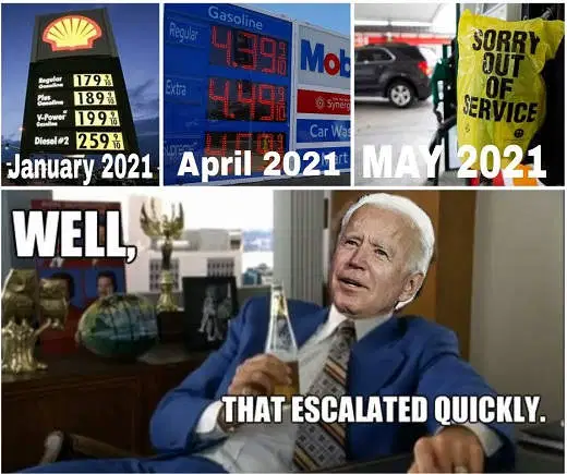 cartoon: Joe Biden gas prices escalated quickly 2021