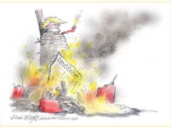 
      Political Satire: Trump Burned at the stake along with the Constitution